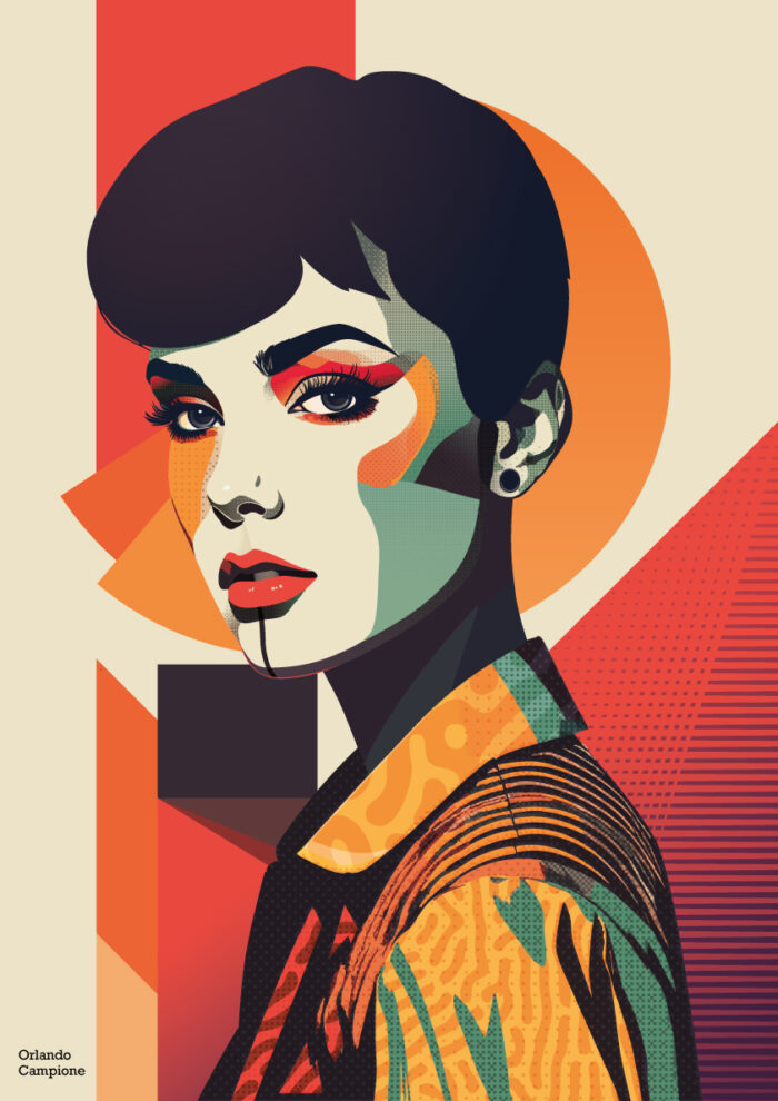 L’empreinte des formes une série de portraits graphiques Portrait Vintage Pop