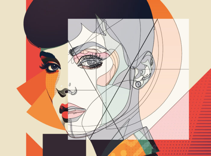 L’empreinte des formes une série de portraits graphiques Portrait Vintage Pop